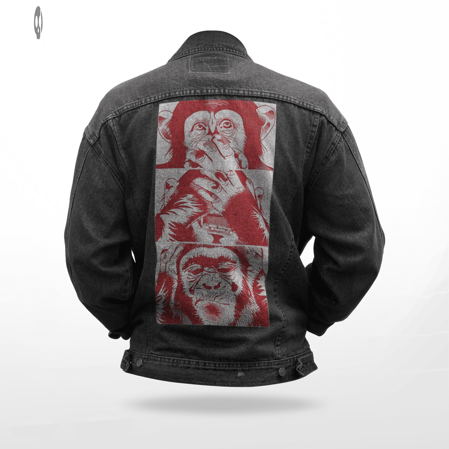 3 Monkeys Men Printed Denim Jacket Thrill Clothing Co