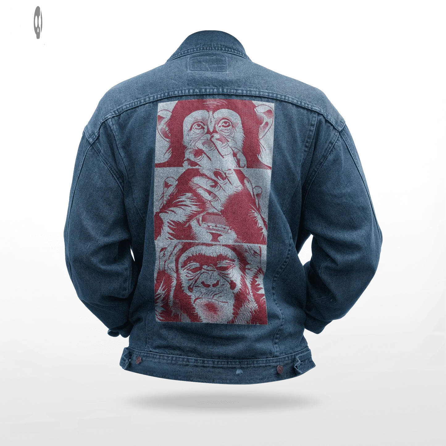 3 Monkeys Men Printed Denim Jacket Thrill Clothing Co