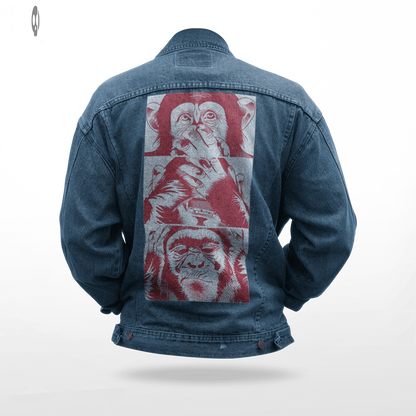 3 Monkeys Men Printed Denim Jacket Thrill Clothing Co