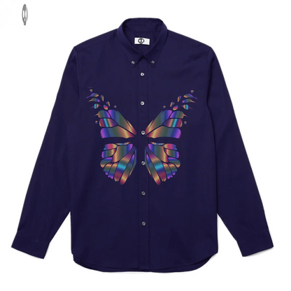 Butterfly Front Print Long-Sleeve Shirt Thrill Creative co