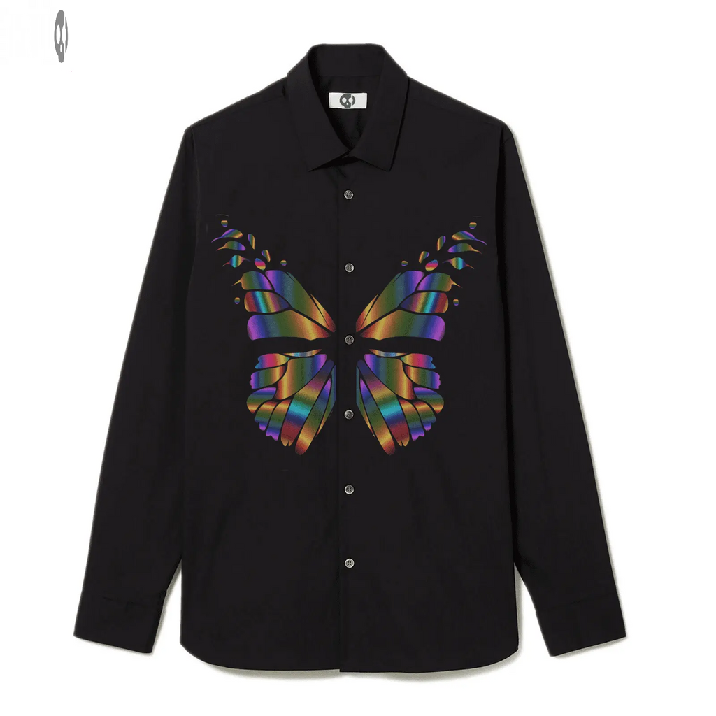 Butterfly Front Print Long-Sleeve Shirt Thrill Creative co