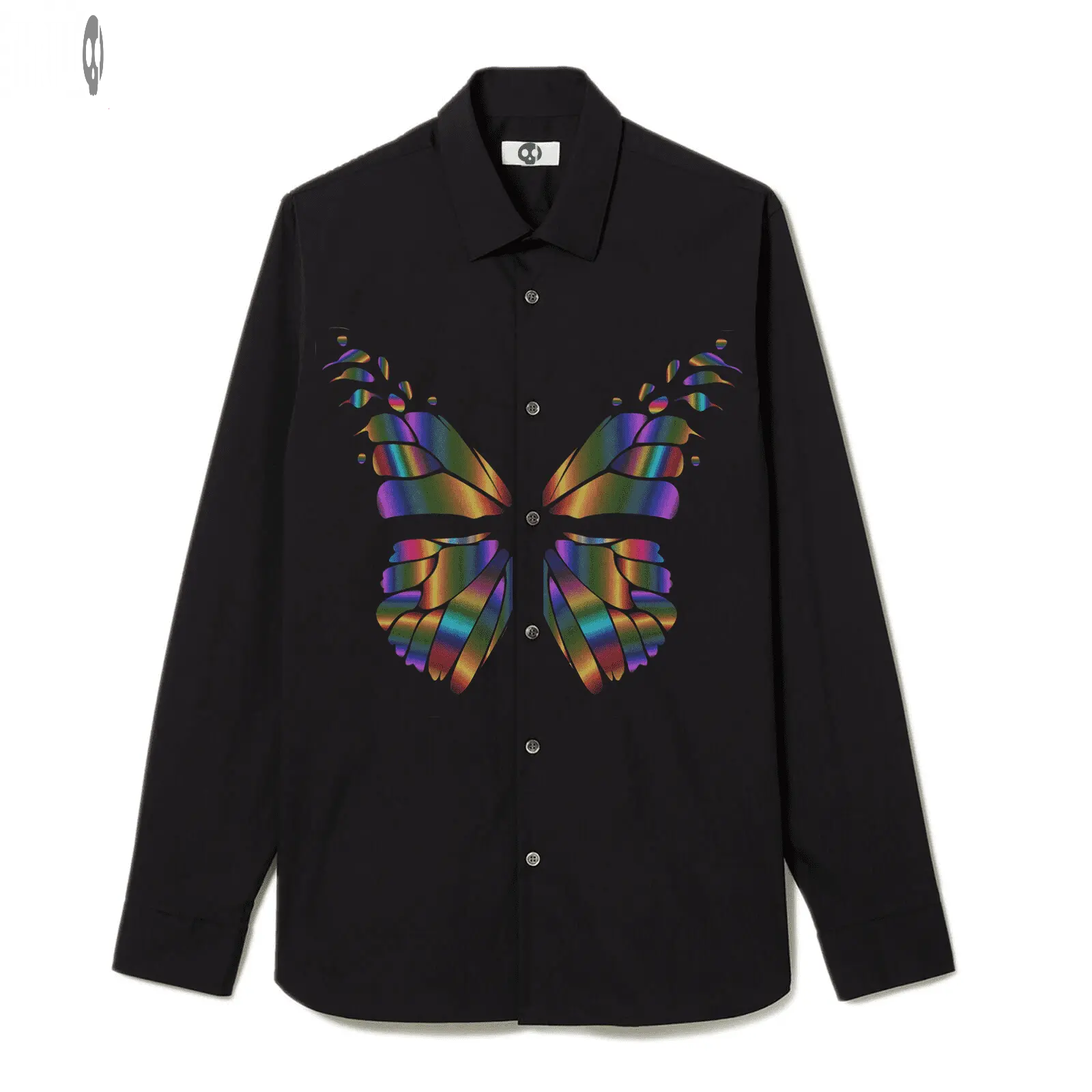 Butterfly Front Print Long-Sleeve Shirt Thrill Creative co