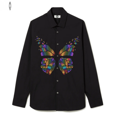 Butterfly Front Print Long-Sleeve Shirt Thrill Creative co