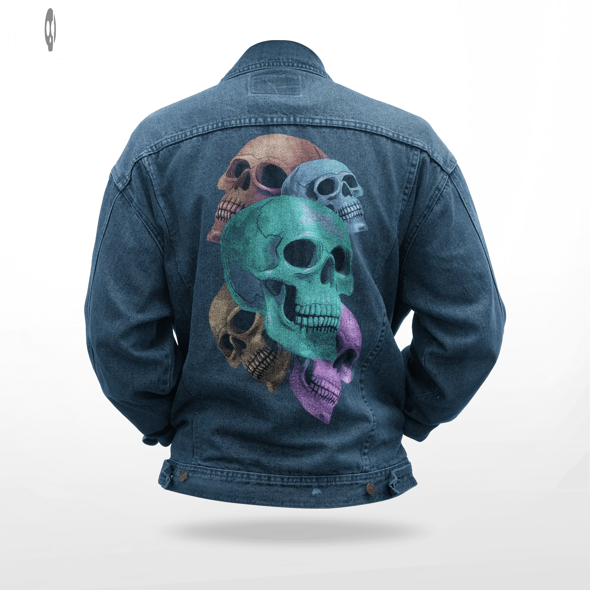 Color Skulls Men Printed Denim Jacket Thrill Clothing Co