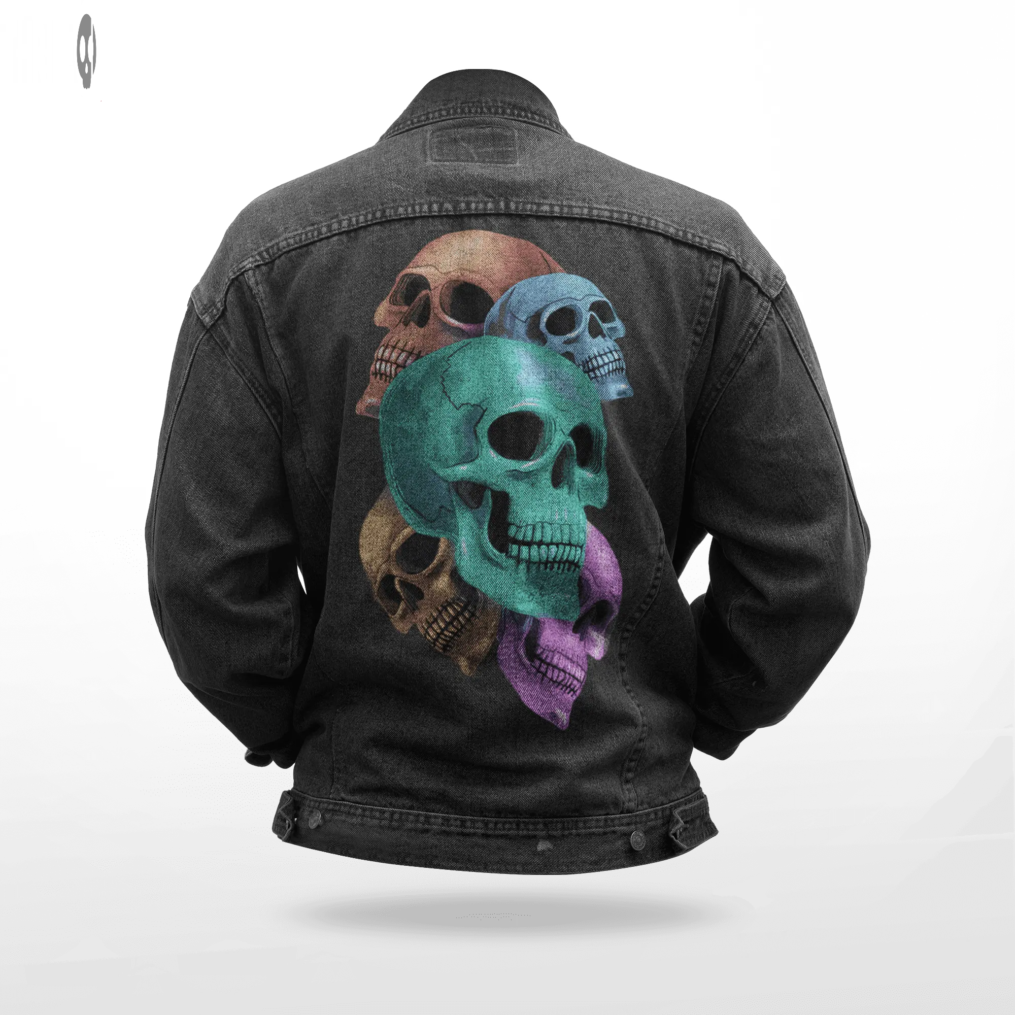 Color Skulls Men Printed Denim Jacket Thrill Clothing Co