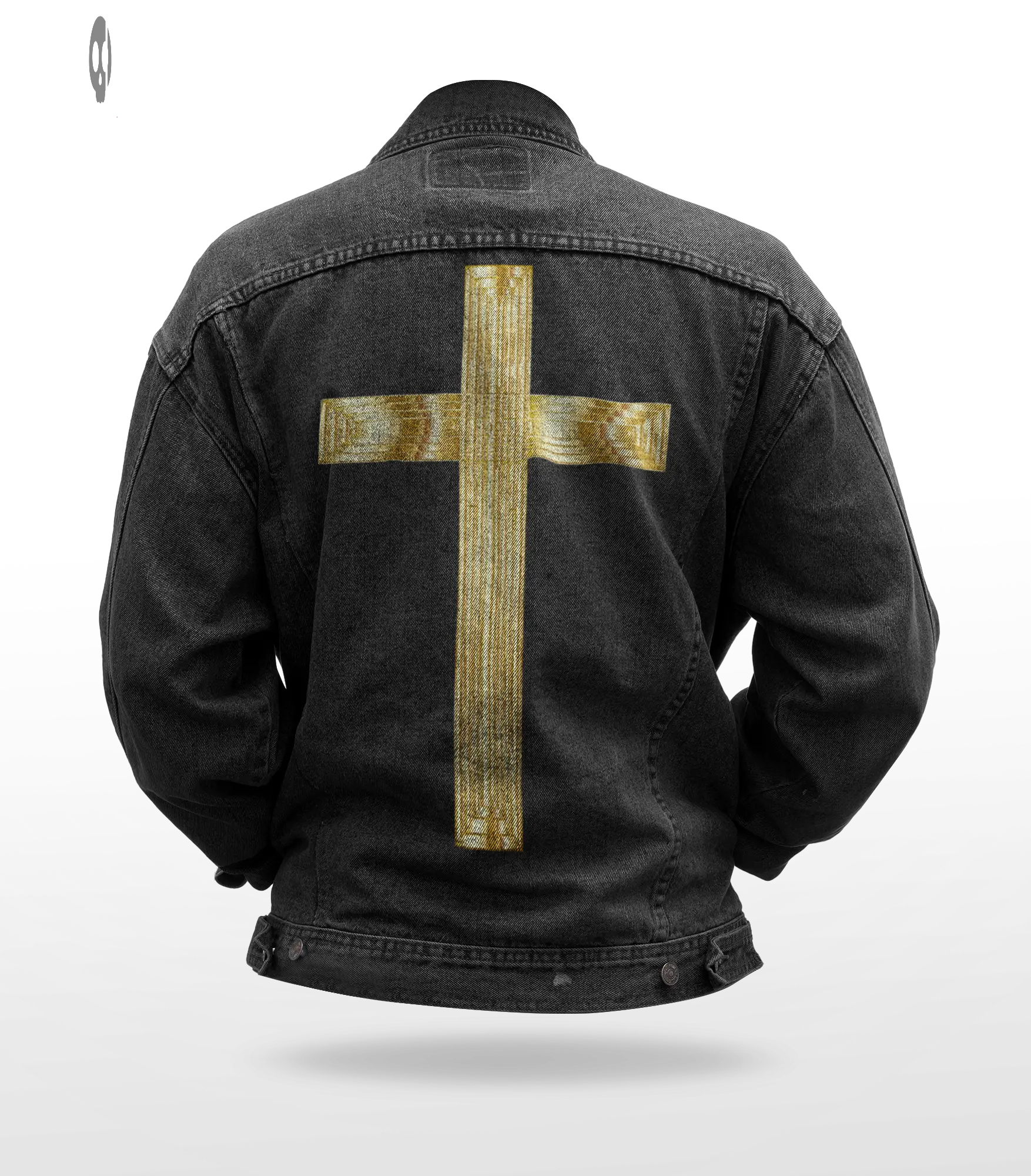 Cross Men Printed Denim Jacket Thrill Clothing Co