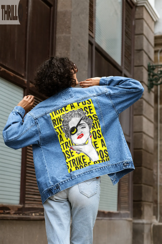 Explicit Womens Printed Denim Jacket Thrill Clothing Co