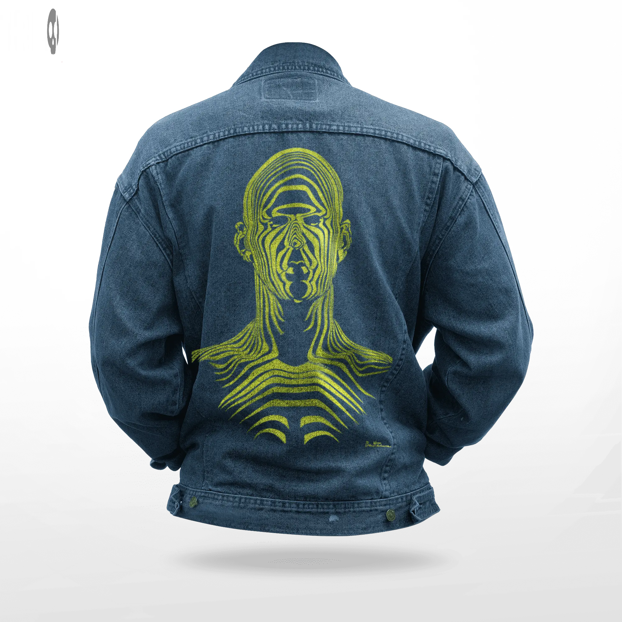 Human Illustration Men Printed Denim Jacket Thrill Clothing Co