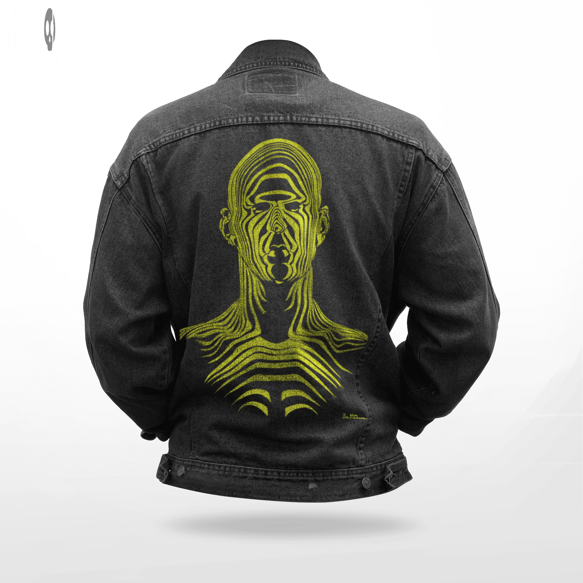 Human Illustration Men Printed Denim Jacket Thrill Clothing Co