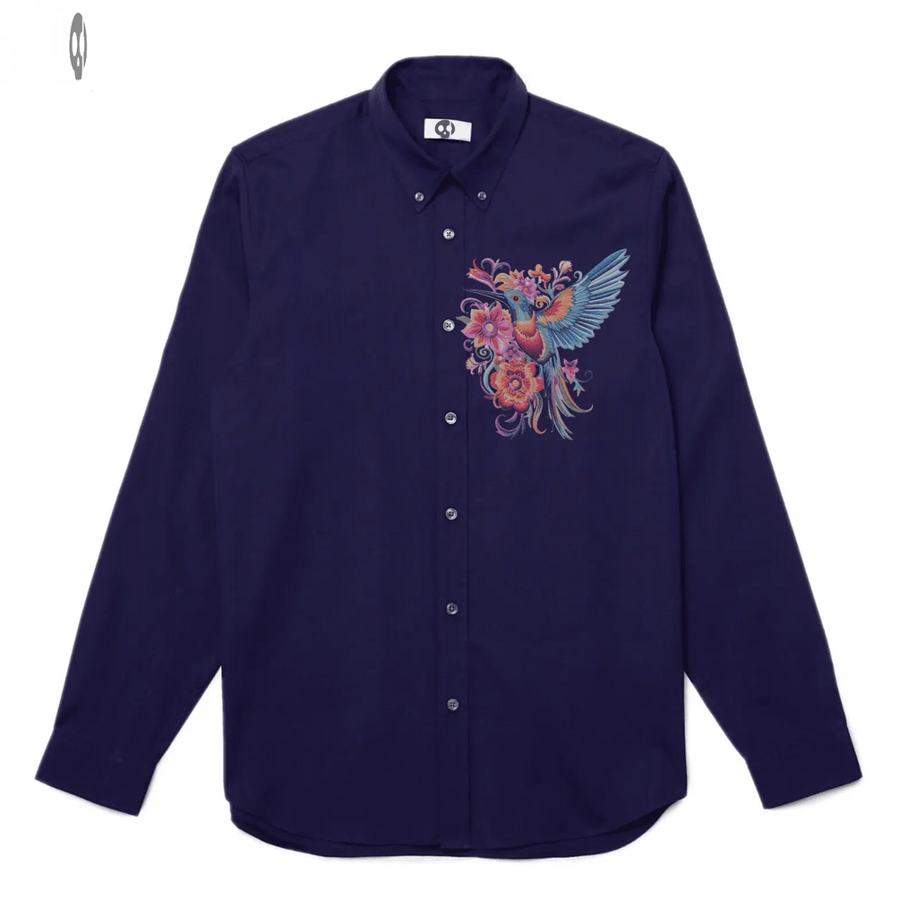 Kingfisher Front Print Long-Sleeve Shirt Thrill Creative co