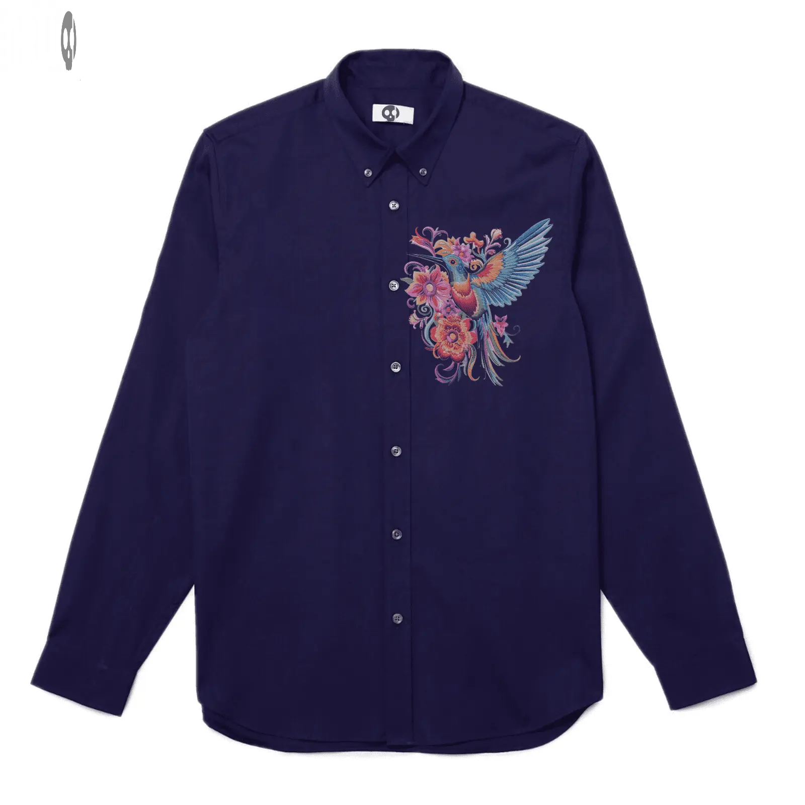 Kingfisher Front Print Long-Sleeve Shirt Thrill Creative co