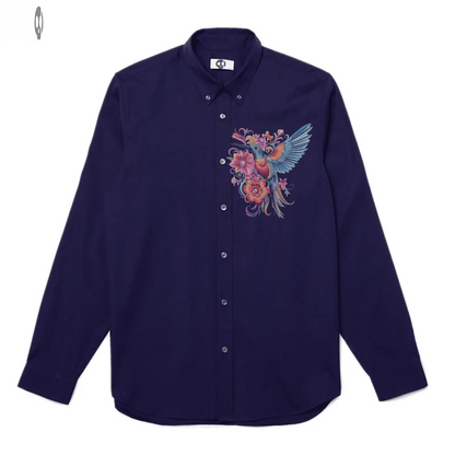 Kingfisher Front Print Long-Sleeve Shirt Thrill Creative co