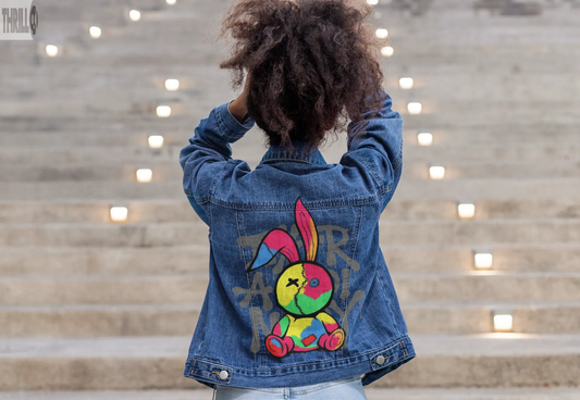 Rabbit Xtwist Womens Back Printed Denim Jacket Thrill Clothing Co