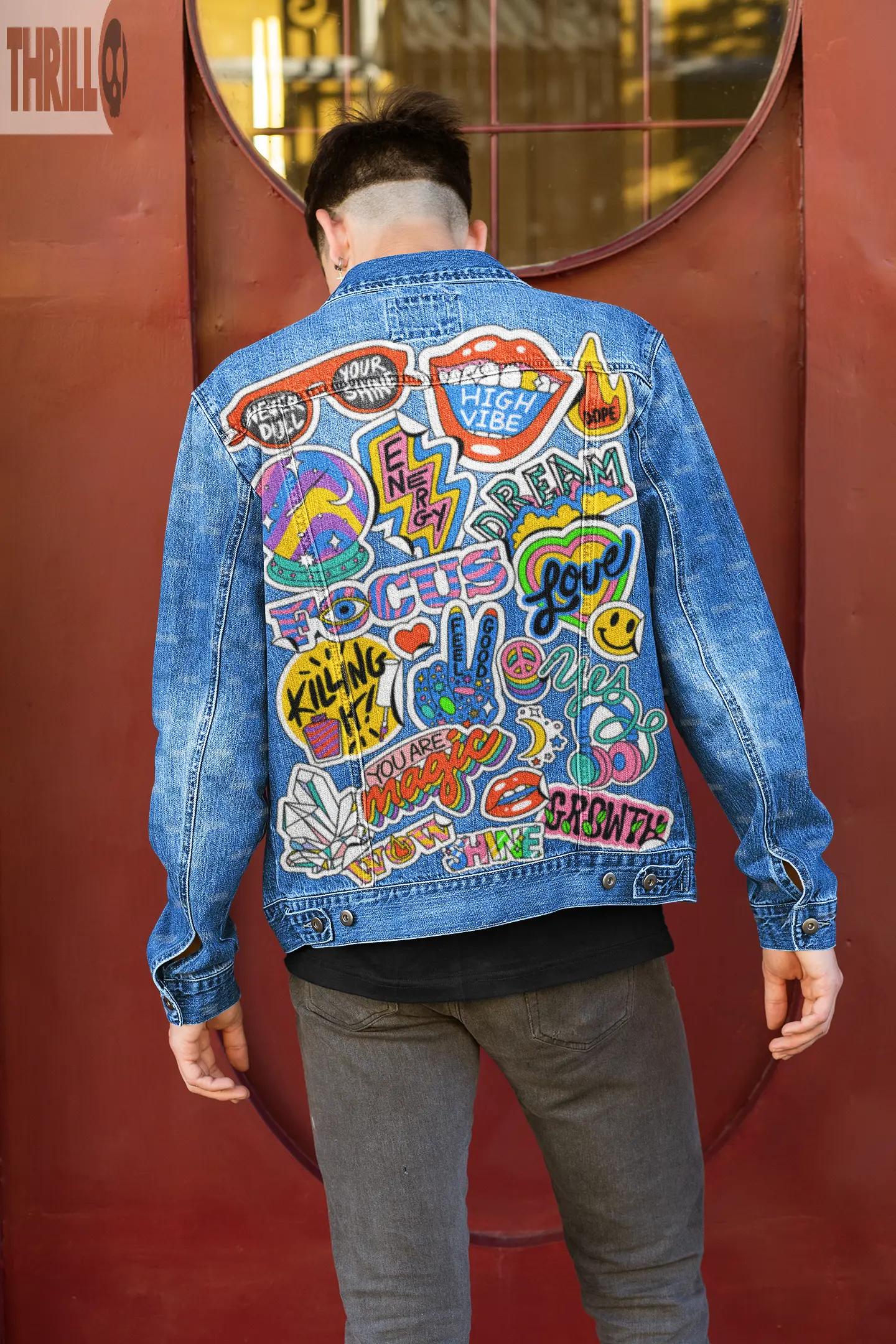 Stickies Men Printed Denim Jacket Thrill Clothing Co