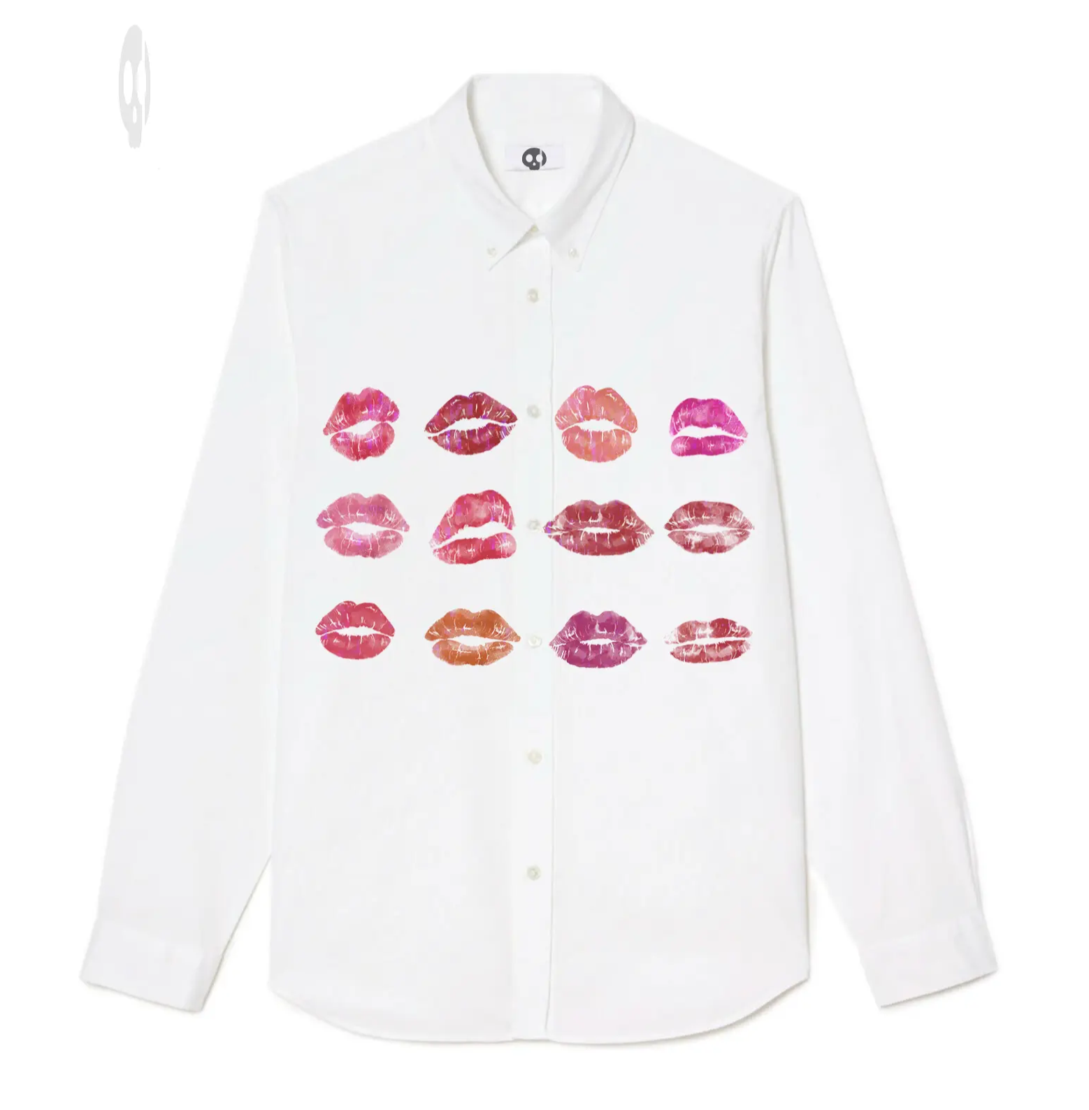 The Kisses White Cotton Long-Sleeve Shirt Thrill Creative co