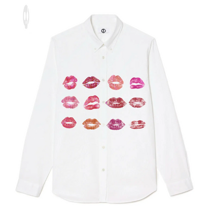 The Kisses White Cotton Long-Sleeve Shirt Thrill Creative co